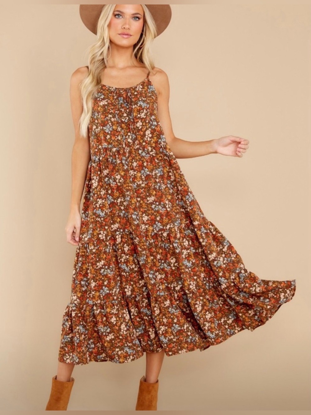Red Dress Boutique Brown Floral Maxi Dress